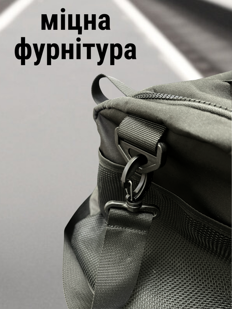 Спортивна сумка для тренувань залу спорту фітнесу дорожня велика тренажерного спортзалу боксу форми одягу в дорогу водонепроникна чоловіча жіноча через плече з відділенням для взуття підлтіка йоги фізкультури подорожі містка чорна HechPro ТБ050 - зображення 5