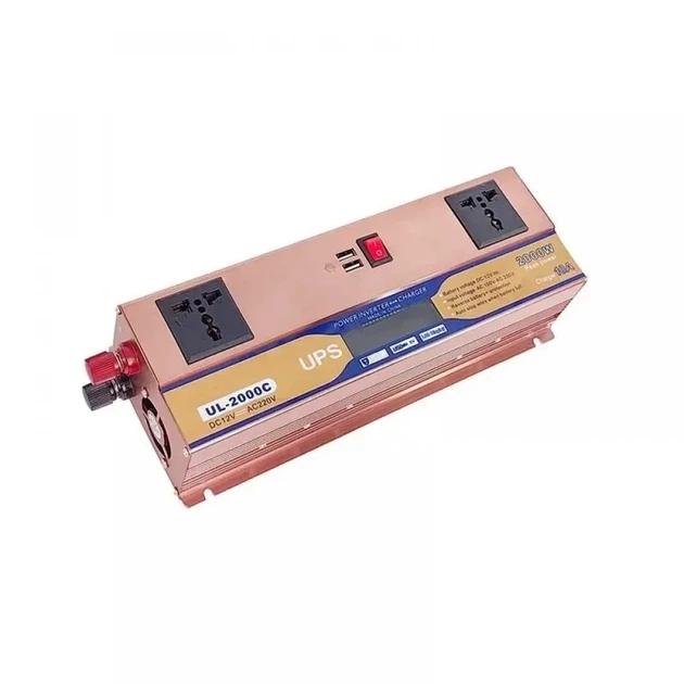 Інвертор 12V/24V у 220 V UL-2000C, 2000 W із зарядкою 10 А + LCD - Фото 2 Інвертор 12V/24V у 220 V UL-2000C, 2000 W із зарядкою 10 А + LCD - зображення 2