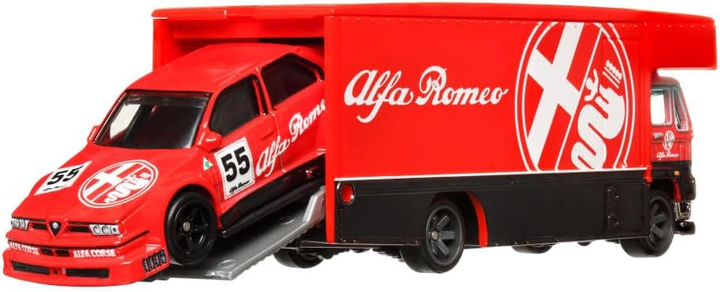 Машинка Mattel Hot Wheels Premium Car Culture Team Transport Alfa Romeo 155 V6 Ti & Fleet Flyer #53 1:64 HKF42 (0194735102273) - зображення 5