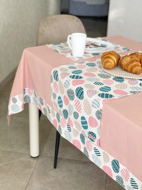 Скатерть водоотталкивающая с бортиком Delux Textil Розовые яички 170 х 130 см 367930 (368188) - Фото 3 Скатерть водоотталкивающая с бортиком Delux Textil Розовые яички 170 х 130 см 367930 (368188) - изображение 3