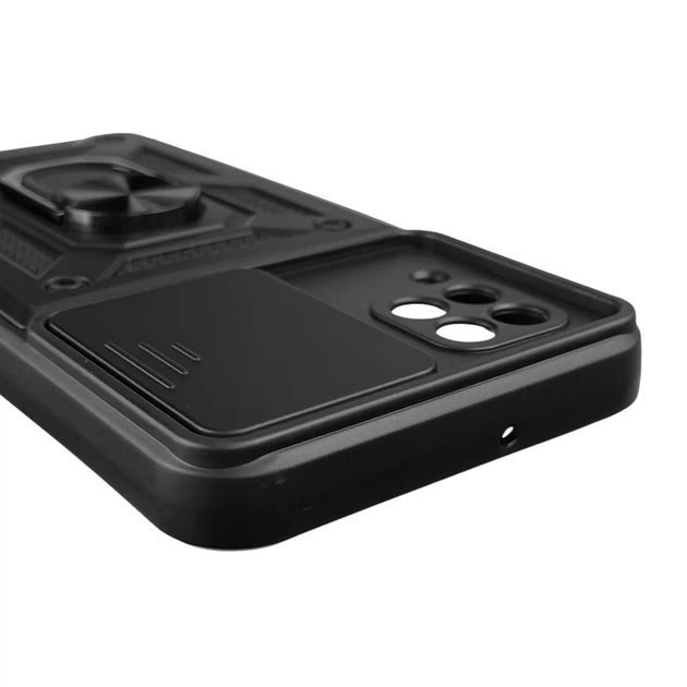 Чохол для Huawei P40 Lite броньований з кільцем-тримачем підставкою зі шторкою чорний - Фото 7 Чохол для Huawei P40 Lite броньований з кільцем-тримачем підставкою зі шторкою чорний - зображення 7