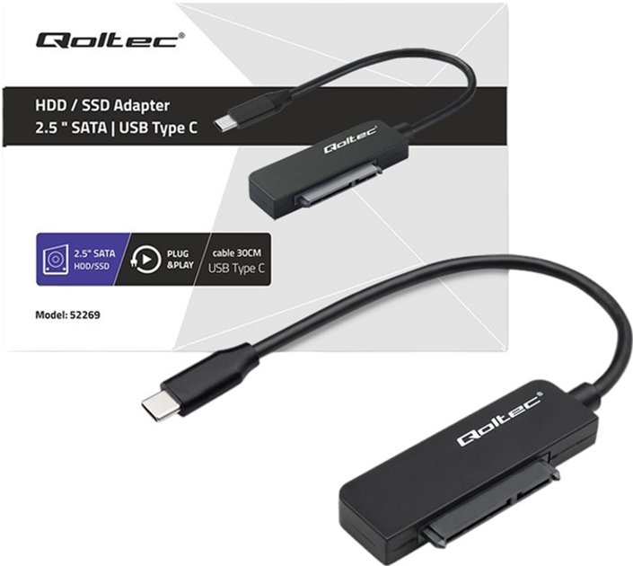 Адаптер Qoltec SATA - USB-C Super Speed 5 Gb/s Black (5901878522692) - зображення 3