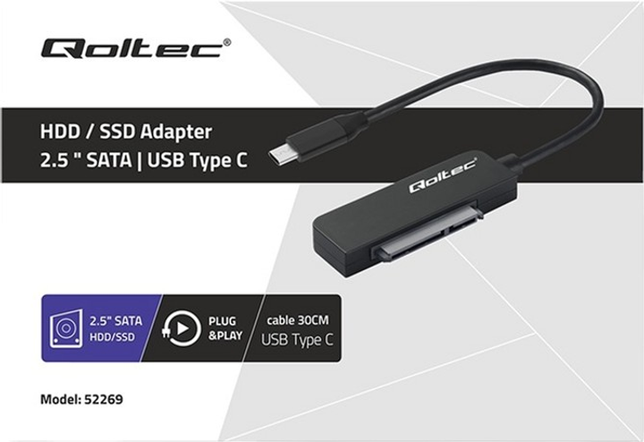 Адаптер Qoltec SATA - USB-C Super Speed 5 Gb/s Black (5901878522692) - зображення 4