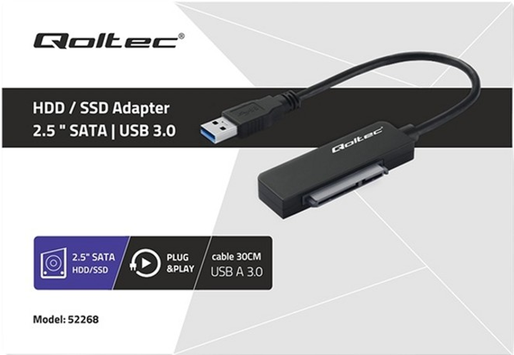 Adapter Qoltec SATA - USB-A 3.0 Super Speed 5 Gb/s Black (5901878522685) - obraz 4