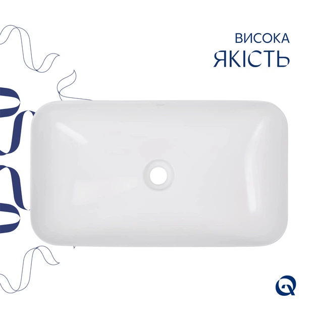 Комплект Qtap Tern: Раковина накладная прямоугольная 610x350x135 мм WHITE + Донный клапан PU02 - изображение 4