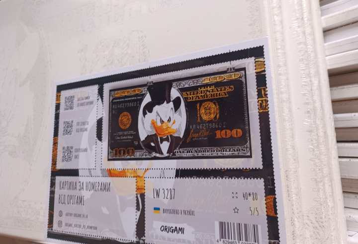Картина за номерами Макдак 40х80 см Чорний долар з фарбами металік Полотно на підрамнику Origami 3287 - зображення 3