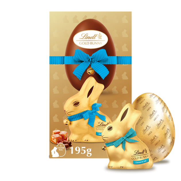 Пасхальное яйцо Lindt Gold bunny соленая карамель 195г. - изображение 2