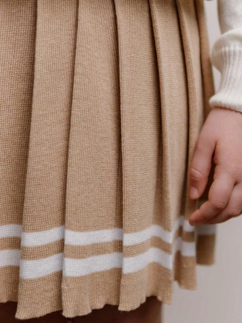 Детская трикотажная школьная юбка для девочки ARTKNIT Смужка 128-134 см Бежевая (4823093471733) - Фото 6 Детская трикотажная школьная юбка для девочки ARTKNIT Смужка 128-134 см Бежевая (4823093471733) - изображение 6