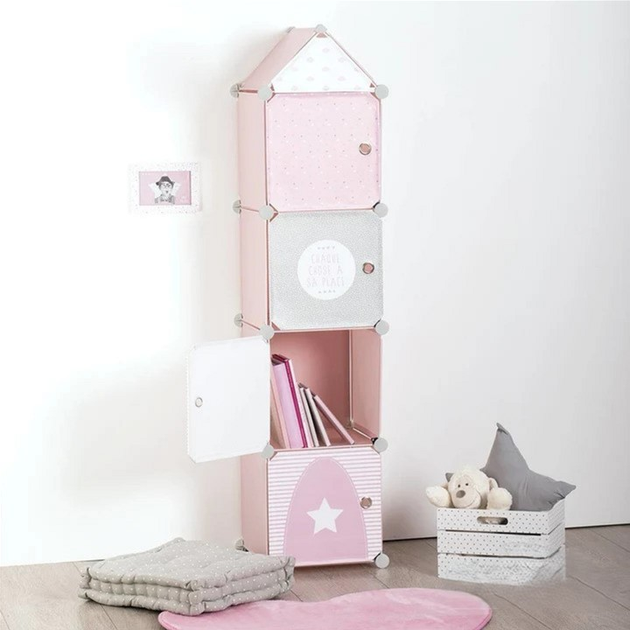 Szafka z półkami Atmosphera for kids do pokoju dziecięcego 34 x 140 x 32 cm Pink (3560238909836) - obraz 5