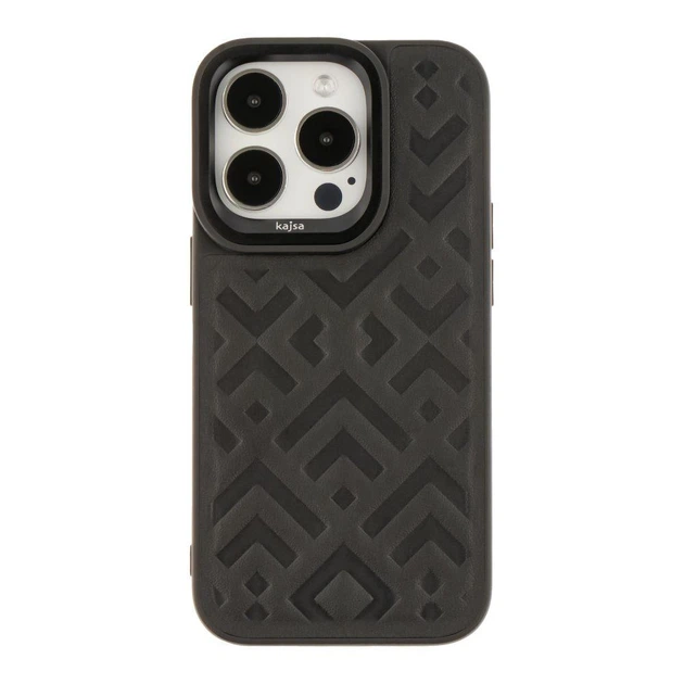 Чехол Kajsa Briquette Collection Rhombus для iPhone 14 Pro Black - Фото 1 Чехол Kajsa Briquette Collection Rhombus для iPhone 14 Pro Black - изображение 1
