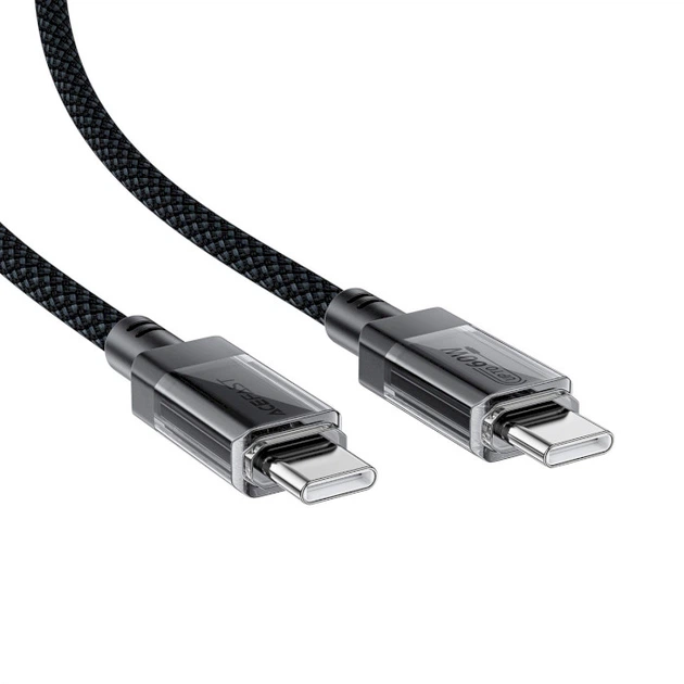 Кабель Acefast C12-03 USB 2.0 USB-C to USB-C 1.2 м 60W 3A Stainless Steel Nylon Black (6974316283317) - зображення 3