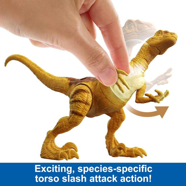 Фігурка динозавра Mattel Jurassic World Epic Evolution Strike Attack Velociraptor HTK60 (0194735192595) - зображення 6