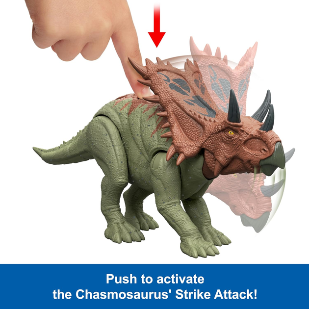 Фігурка динозавра Mattel Jurassic World Chaos Theory Epic Evolution Strike Attack Chasmosaurus HTK67 (0194735192366) - зображення 7