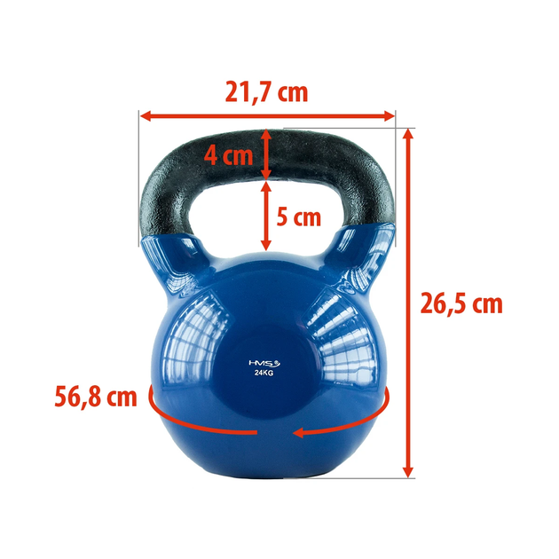 Kattlebell HMS żeliwny pokryty winilem 24 kg Niebieski (5907695509694) - obraz 3