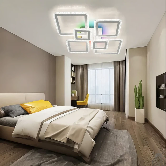 Керована світлодіодна люстра OVAL ICE RGB 120W 7S біла WHITE/CLEAR Esllse з пультом і додатком для смартфону APP 220V IP20 - зображення 4