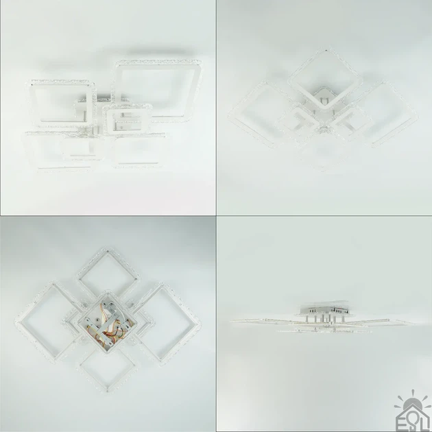 Керована світлодіодна люстра OVAL ICE RGB 120W 7S біла WHITE/CLEAR Esllse з пультом і додатком для смартфону APP 220V IP20 - зображення 5