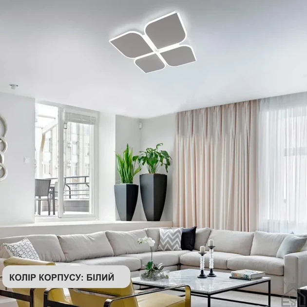 Керована світлодіодна люстра AERO 70W 4F-WHITE Esllse 3000-6500К 3500-7000Lm 455x455x57-220-IP20 - зображення 6