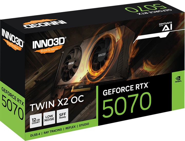 Відеокарта INNO3D PCI-Ex GeForce RTX 5070 TWIN X2 OC 12GB GDDR7 (192bit) (2542/28000) (HDMI, 3 x DisplayPort) (N50702-12D7X-195064N) - зображення 2