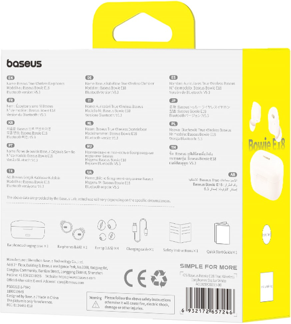 Słuchawki Baseus Bowie E18 White (6932172657246) - obraz 8