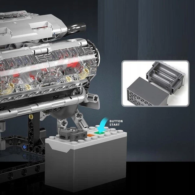 Конструктор бензиновый двигатель V8 ENGINE восьмицилиндровый мотор Mould King, 535 деталей 10088s - зображення 8