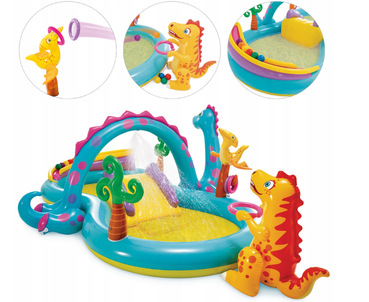 Водяний надувний ігровий центр Intex Dinoland з надувною гіркою 57135 333 x 229 x 112 см (6941057402505) - зображення 5