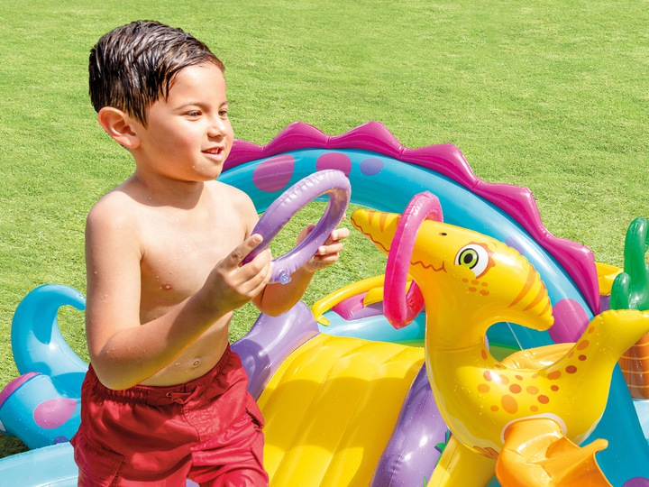 Водяний надувний ігровий центр Intex Dinoland з надувною гіркою 57135 333 x 229 x 112 см (6941057402505) - зображення 13