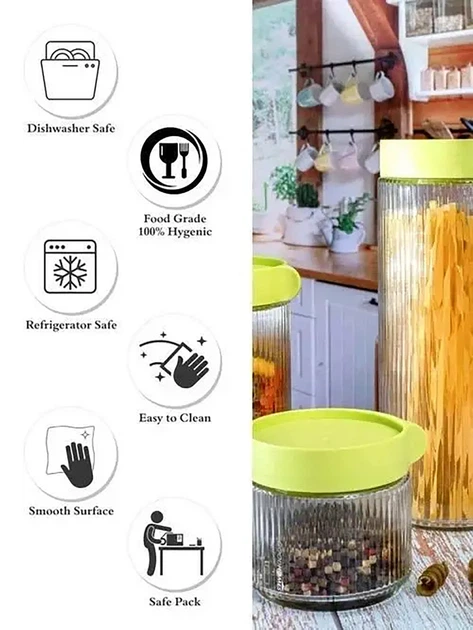 Органайзер для зберігання продуктів (прозорі герметичні контейнери 3 шт.) з кришками скло/пластик SNT - зображення 4