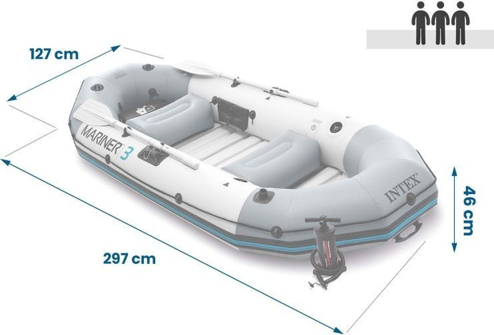 Ponton dmuchany Intex Mariner 3 68373 297 x 127 x 46 cm (6941057463735) - obraz 6