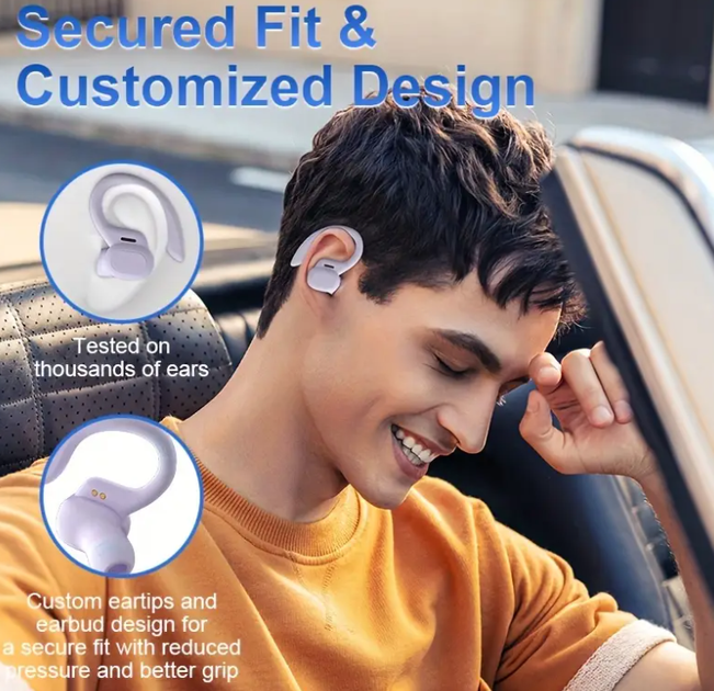 Вакуумные bluetooth наушники Ture TWS для спорта Фиолетовые - изображение 6