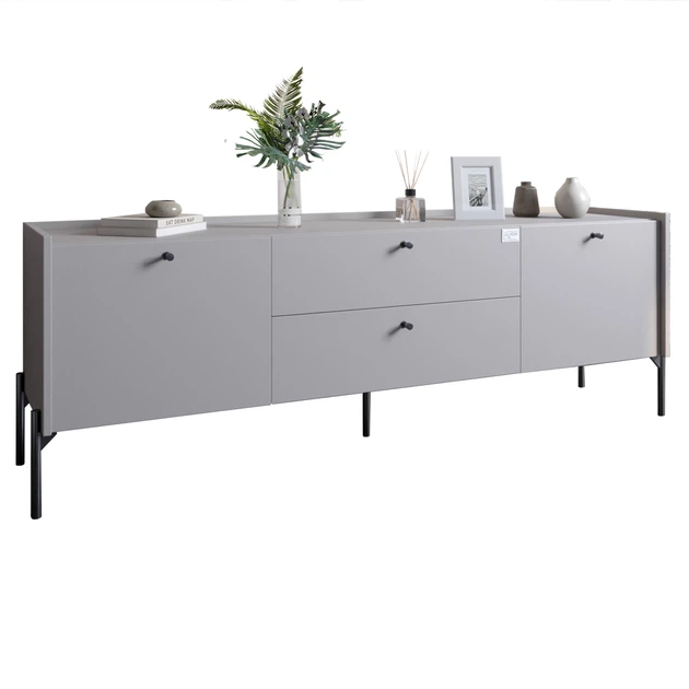 Тумба под телевизор с ящиками LION Wood с черными ножками 180х50х40 см Кашемир (LION-043131) - изображение 2