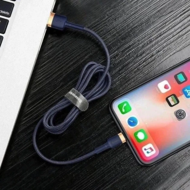 Кабель Baseus cafule Cable USB For iP 2.4A 1m Gold+Blue (CALKLF-BV3) - изображение 4