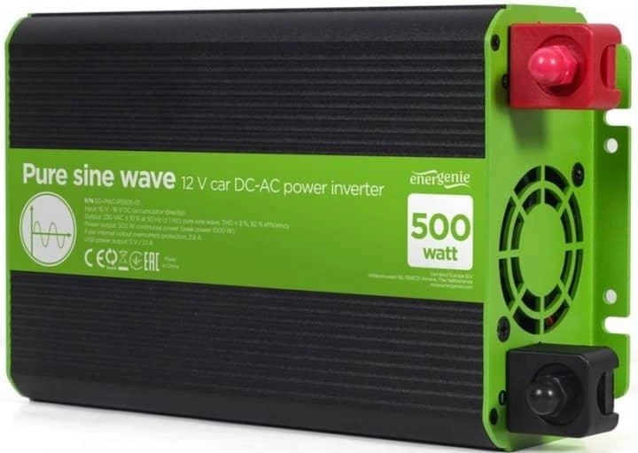 Инвертор EnerGenie 12V/230V 500W (1000W peak power) чиста синусоида 500 Вт (EG-PWC-PS500-01) - изображение 2