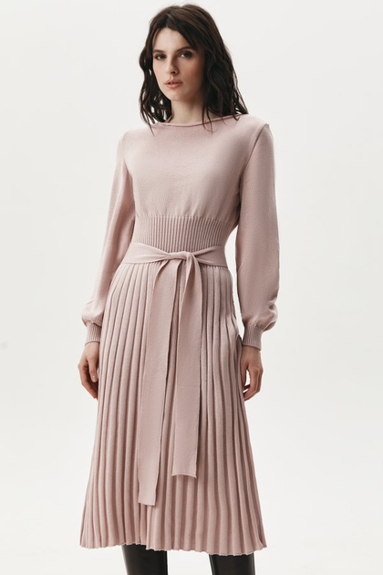 Сукня (пудрова трикотажна сукня міді з плісованим низом) Gepur 35995 4XL-6XL Рожева - зображення 5