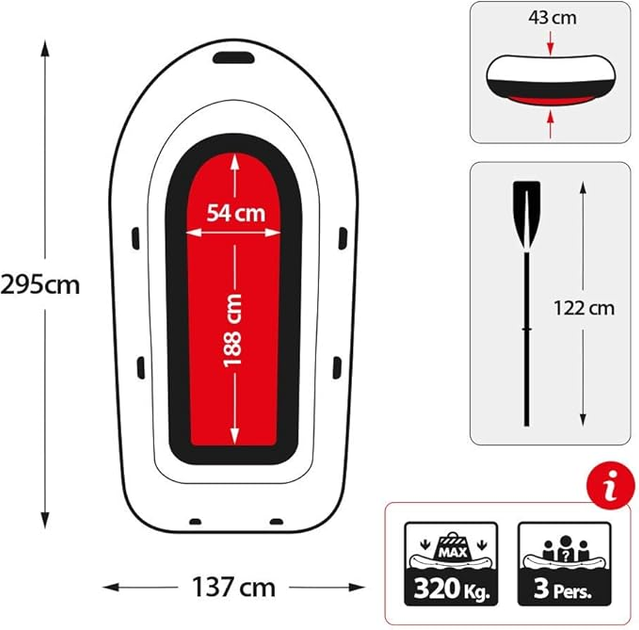 Ponton dmuchany Intex Challenger 3 68370 295 x 137 x 43 cm Niebieski (6941057463704) - obraz 9