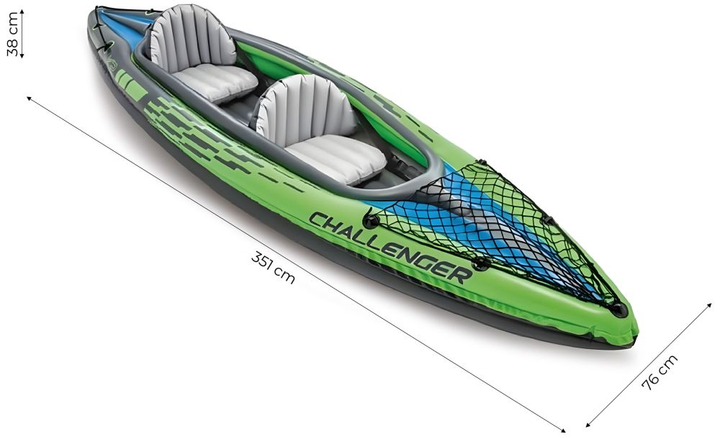 Каяк надувний двомісний Intex Challenger K2 351 x 76 x 38 см 68306 Зелений (6941057463063) - зображення 13