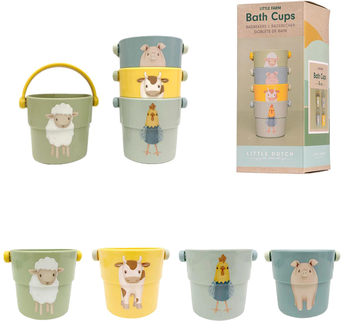 Чашки для ванни Little Dutch Little Farm 4 шт 2011244 (8712051120249) - зображення 3