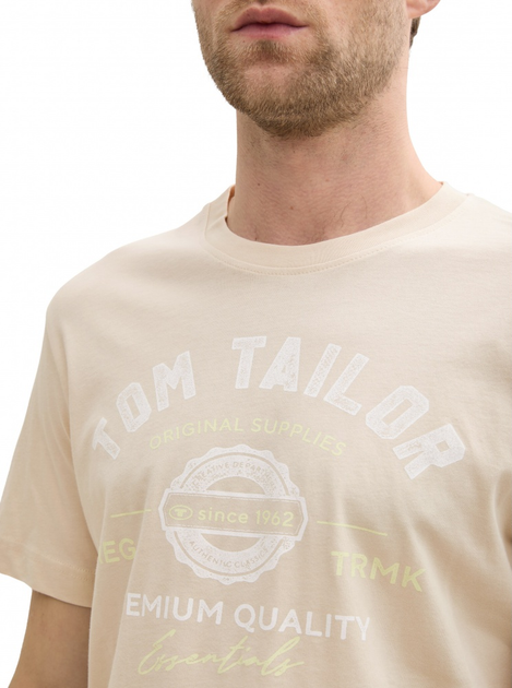 Футболка Tom Tailor LOGO TEE MEN'S T-SHIRT XL Бежевий 1037735-10336 - изображение 3