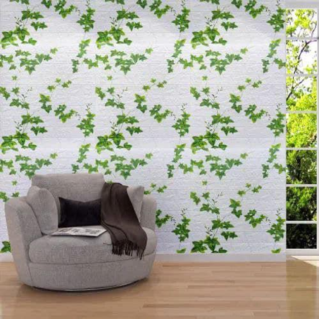 3D панель самоклеящаяся StickerWall декоративная 770х700х3 мм белая с плющем - изображение 6