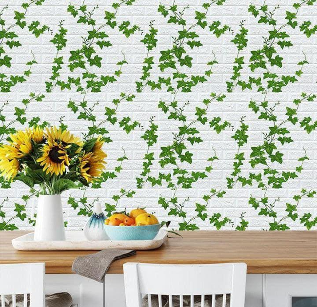 3D панель самоклеящаяся StickerWall декоративная 770х700х3 мм белая с плющем - изображение 7