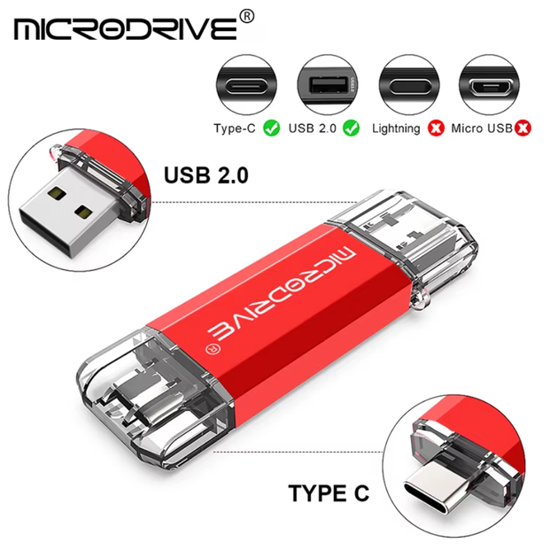 Флешка MicroDrive 128Gb USB Type-C Red - изображение 5