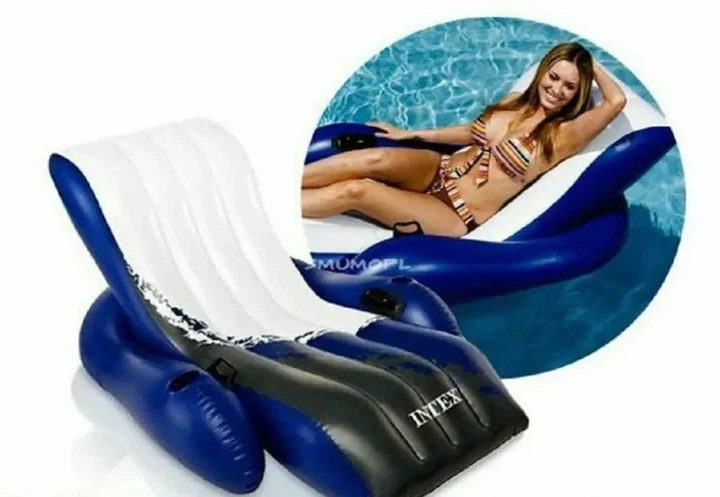 Надувное кресло-шезлонг с подлокотником для пляжа 180 x 135 х 60 см Intex 58868 Синий - изображение 8