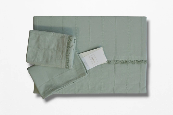 Постільна білизна Saheser Stonewashed Ranforce 200 х 220 см Jasmin Yesil - зображення 3