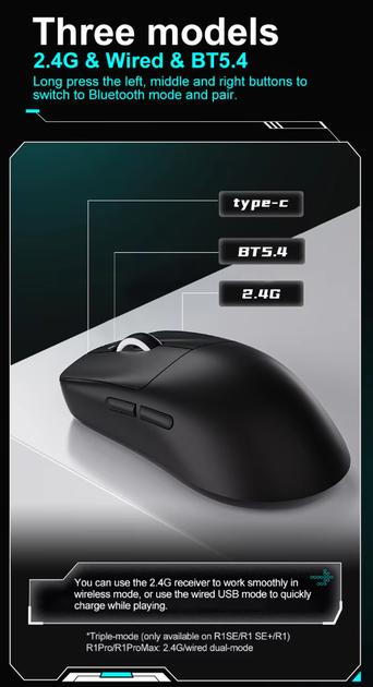 Мышь игровая, беспроводная VGN VXE Dragonfly R1 SE+ (PAW 3395SE) Black - изображение 4