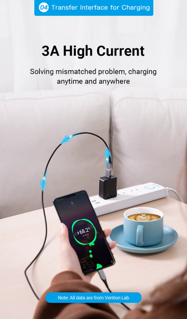 Перехідник OTG Vention USB-C Male to USB 3.0 Female Adapter Gray Aluminum Alloy Type (CDQH0) - зображення 5