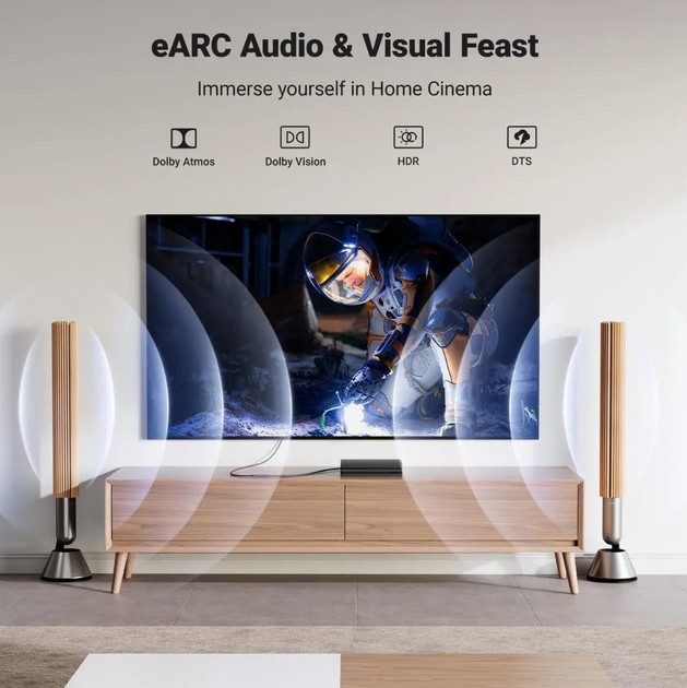 Соеденитель HDMI 2.1 Ugreen HD159 F/F UltraHD 8K@60Hz, 4K@120Hz Grey (90592) - изображение 8