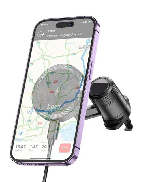 Автомобильный магнитный держатель HOCO HW6 с беспроводной зарядкой MagSafe 5W-15W - изображение 3