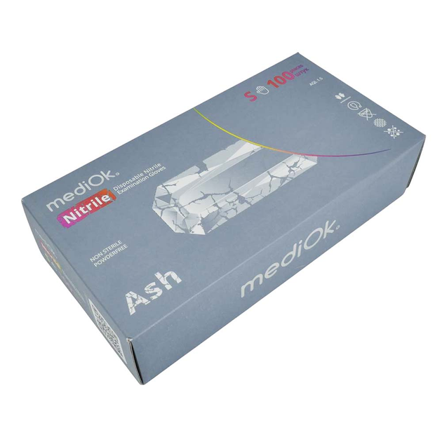 Рукавички MediOk Ash нітрилові сірі S 100 шт (S-01-002) (0321740) - зображення 2