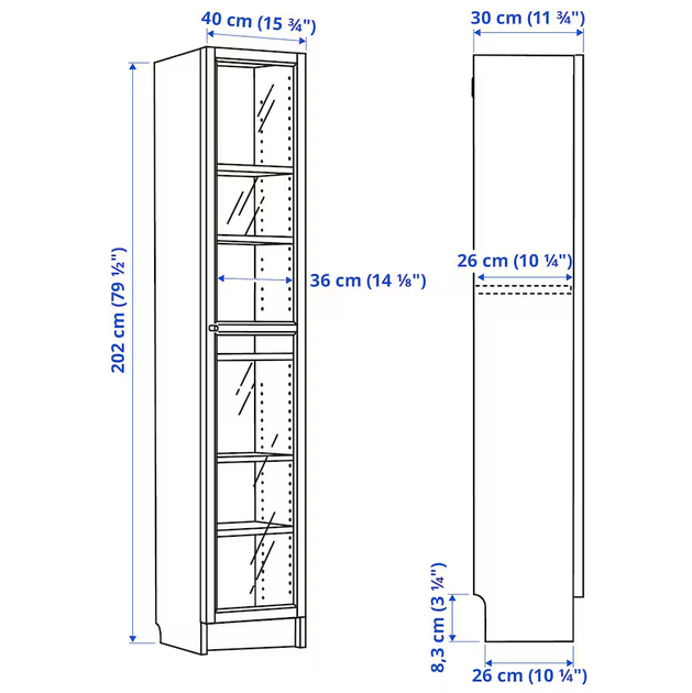 Витрина BILLY/OXBERG 40x30x202 IKEA 095.818.29 орех - изображение 4