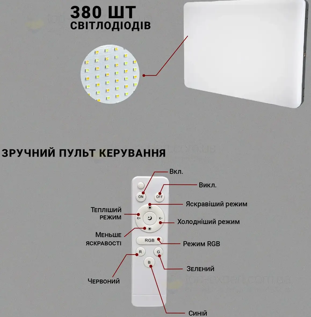 LED-лампа прямокутна 36х25см RGB світлодіодна RM-36 - изображение 5