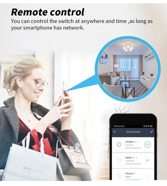Розумна WiFi розетка 16А Tuya Smart 3000Вт, Біла - Фото 6 Розумна WiFi розетка 16А Tuya Smart 3000Вт, Біла - зображення 6